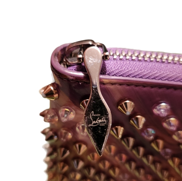 Christian Louboutin Pannetone purple gold metallic stud zip wallet - Picture 3 of 16